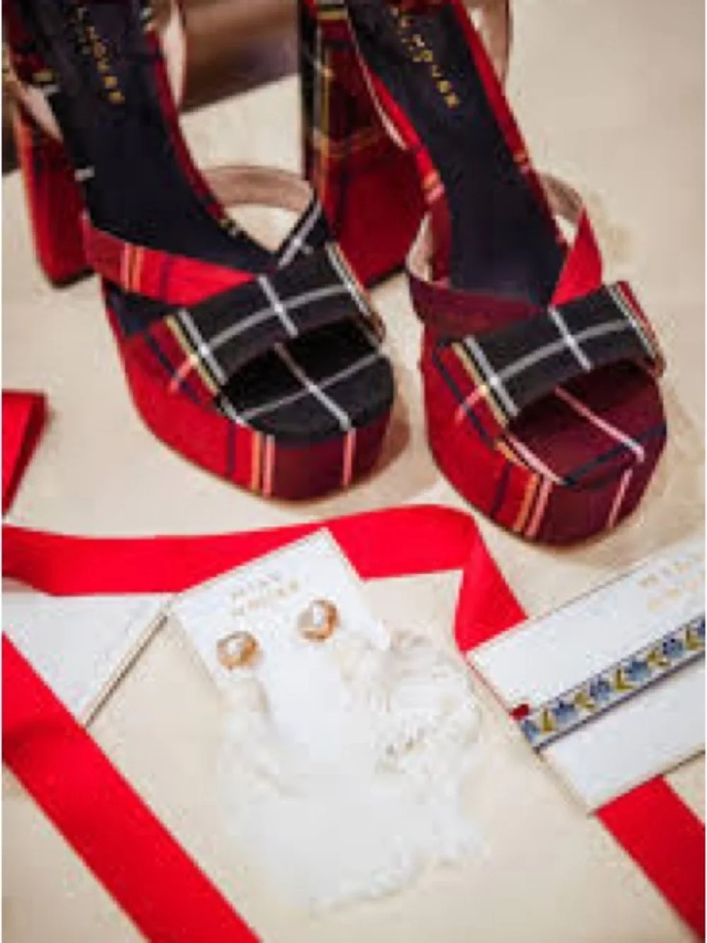 Hill House Red Tartan Party Platforms | Size 38